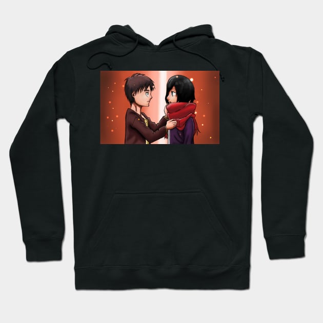 Young Eren & Mikasa Hoodie by zachlart